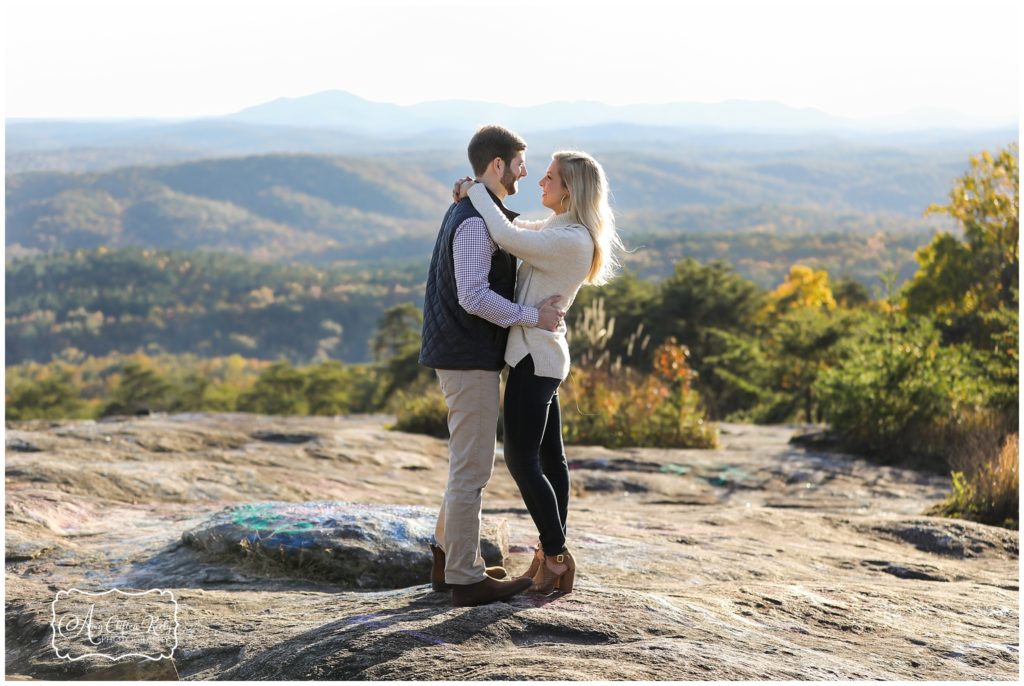 Greenville mountain engagement photos at Bald Rock